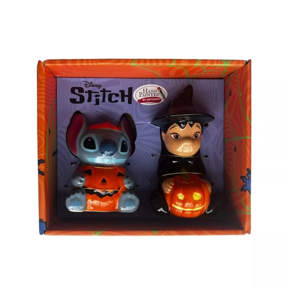 Lilo And Stitch Pumpkin Disney Halloween Salt And Pepper Shakers - Picture 1 of 3